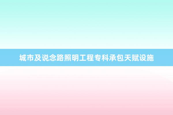 城市及说念路照明工程专科承包天赋设施